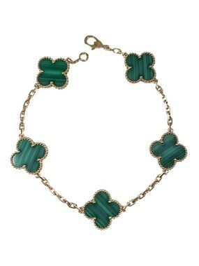 Van Cleef & Arpels Bracelet Vintage Alhambra Gold Macarite Green